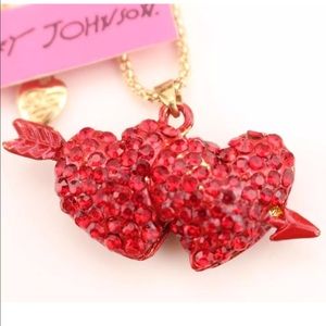 Red Crystal Cupid Hearts Necklace